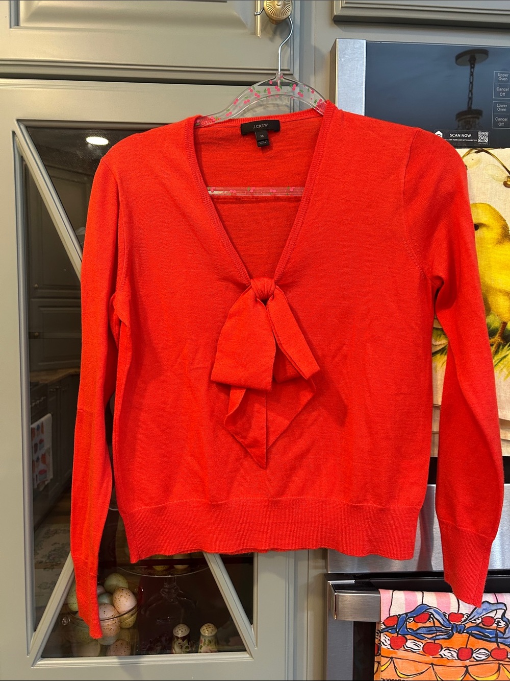 J. Crew Tomato Red Women's Merino Wool Bow Sweater XS